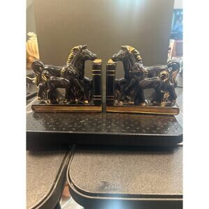 Horse and Foal Gold and Black Bookends